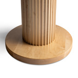 Close up of the solid maple wood base and fluted pedestal on the Modern Dining Table from Hardwood Lumber Company