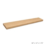 Premium Floating Shelf made from solid White Oak wood in a Wide Plank Style. This large shelf is 60-inches wide, 12-inches deep, and 1.75-inches thick.