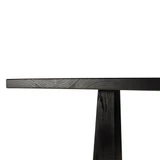 Detail of the solid ash tabletop edge showing end grain of the glued-up boards on HLC Furniture Monument Pedestal Dining Table
