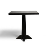 Long side view of HLC Furniture Monument Pedestal Dining Table in ebony-stained ash on white background