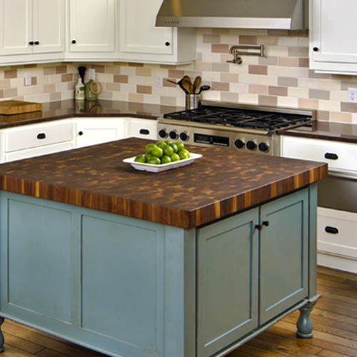 custom butcher block countertops hardwood lumber company kitchen island with sink and seating dimensions black range hoods chimney