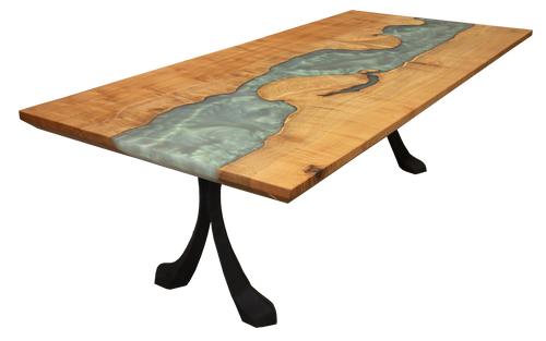 Maple River Coffee Table with Gage Green Epoxy