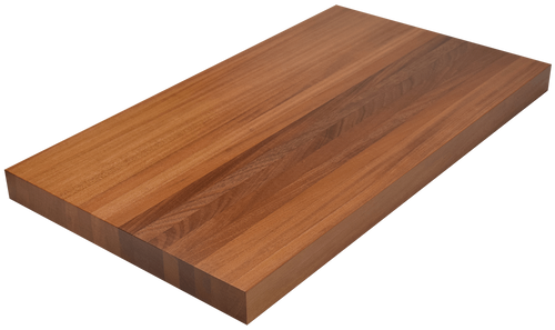 African Mahogany Butcher Block Countertop with rich dark toned wood in an elegant edge grain construction.