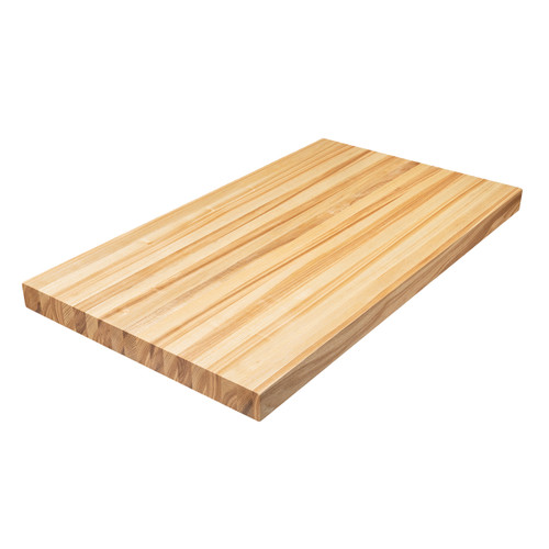 Solid Ash edge grain countertop featuring full-length, continuous wood staves and a durable, thick-profile butcher block construction.