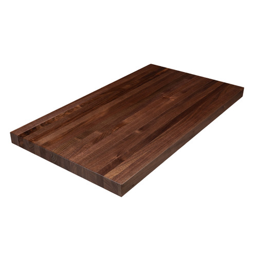 High-quality Premium Walnut Edge Grain surface manufactured by Hardwood Lumber Company, providing a durable and elegant wood focal point for any room in the house.