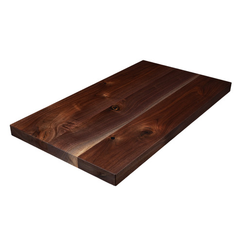 Flat sawn Rustic Walnut face grain butcher block countertop slab manufactured for wide-plank kitchen islands and luxury tabletop applications, showcasing expansive natural figure.