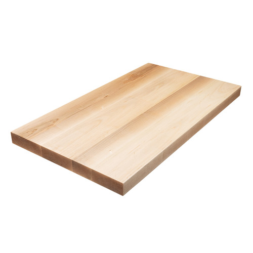 High angle shot of solid Soft Maple Wide Plank wood countertop.