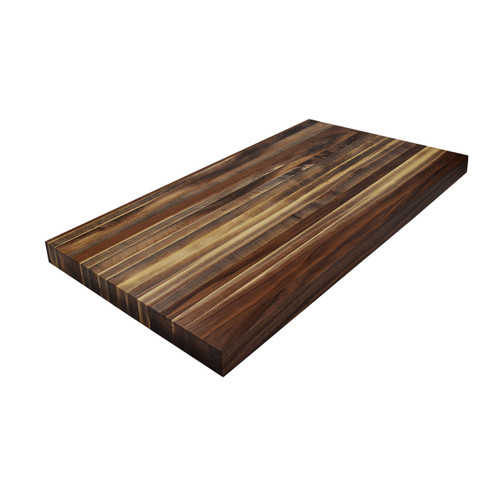 Walnut edge grain butcher block countertop, offering a beautiful, high-end, solid wood surface. Available for immediate shipping to meet your project completion timeline.