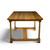 Short side view of White Oak Farmhouse Dining Table showing rounded rectangular top, tapered white oak legs, and lower stretcher base
