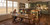 HLC Furniture white oak Farmhouse Dining Table in a warm country kitchen, with children doing homework while dinner is prepared nearby.