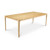 A full wide-angle view of a modern solid maple Parsons dining table by HLC Furniture, showcasing its clean architectural lines, refined edge profile, and spacious ADA-compliant seating clearance.