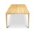 A high-angle perspective from the short end of the HLC Furniture Parsons table, emphasizing the visually light, milled perimeter and the seamless lock miter joinery at the corners.