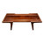 Solid walnut modern coffee table front view with minimalist frame, floating inset top, maple center layer, and tapered legs