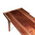 Overhead back view of solid walnut modern coffee table highlighting rectangular form, rich wood grain, and maple lamination detail