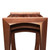 Tight straight view of walnut nesting tables showing stacked design, butcher block tops, and clean modern lines