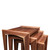 Modern walnut nesting tables partially open with three solid wood tables designed to nest together or function independently