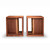 Pair of walnut rift live edge side tables from HLC Furniture with open cube frames, front view on white background