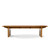 White oak keyhole bench shown straight on, with a long solid wood seat and flat slab legs on a white background