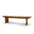 Solid white oak keyhole bench at a three-quarter angle showing the seat length, slab legs, and under-seat supports