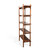 45-degree angled view of the Modern Walnut Ladder Bookcase, displaying its versatile five-shelf storage capacity and open shelving unit design.