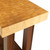 Detailed angled close-up of the commercial work table's corner, highlighting the flush, handcrafted joinery between the thick hickory block and walnut frame.