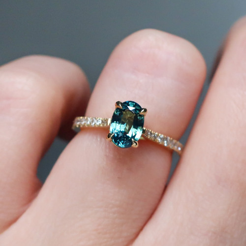 Serenity - 1.03 Oval Teal Sapphire Engagement Ring - [S807-SERENITY-NVST1295]
