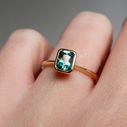 Belle - 1.14 Radiant Teal Sapphire Engagement Ring - [S825-BELLE-NVST1623]