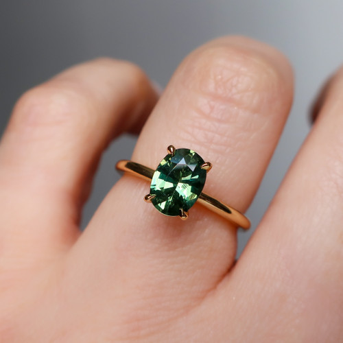 Celine - 1.32 Oval Teal Sapphire Engagement Ring - [S826-CELINE-NVST2047]