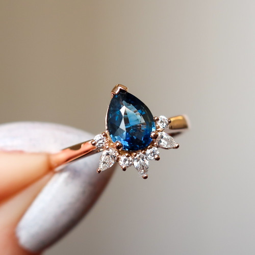 Blue sapphire engagement ring, nature inspired diamond ring / Adonis | Eden  Garden Jewelry™