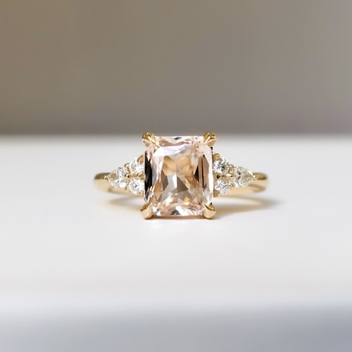 Clara - 2.15 Cts Octagonal Peach Sapphire Engagement Ring - Nolan and Vada