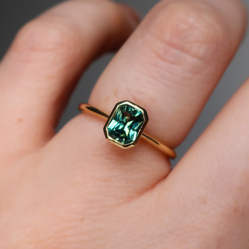 Belle - 1.12ct Radiant Teal Sapphire Engagement Ring - [S825-BELLE-NVST2392]