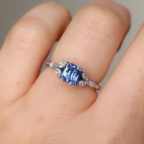Aria - 1.16ct Radiant Blue Sapphire Engagement Ring - [S822-ARIA-NVST2901]