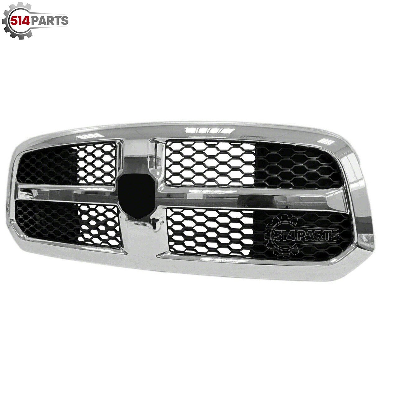 2013 - 2021 DODGE RAM 1500 FRONT BUMPER GRILLE MATTE-BLACK HONEYCOMB with CHROME FRAME - CALANDRE PARE-CHOCS AVANT NID D'ABEILLE NOIR MAT AVEC CADRE CHROME