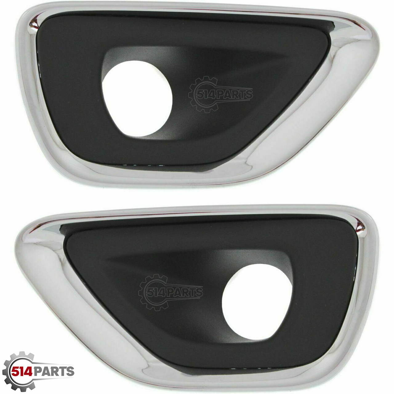 2014 - 2016 JEEP GRAND CHEROKEE LIMITED/OVERLAND/LAREDO MODELS FRONT FOG LAMP BEZEL BLACK with CHROME MOULDING - LUNETTE DE FEU ANTIBROUILLARD NOIRE avec MOULURE CHROME