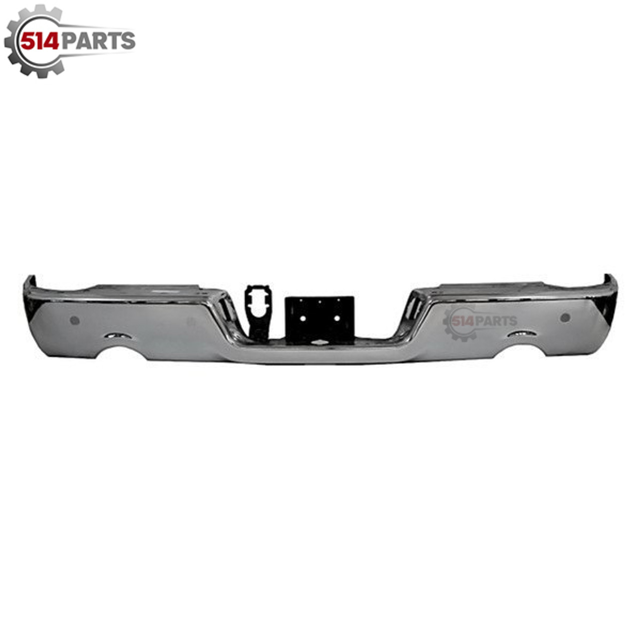 2009 - 2021 DODGE RAM 1500 CHROME STEEL REAR BUMPER FACE BAR with PARKING SENSOR HOLES with DUAL EXHAUST - PARE-CHOCS ARRIERE en ACIER CHROMEE avec TROUS de CAPTEUR avec DOUBLE ECHAPPEMENT