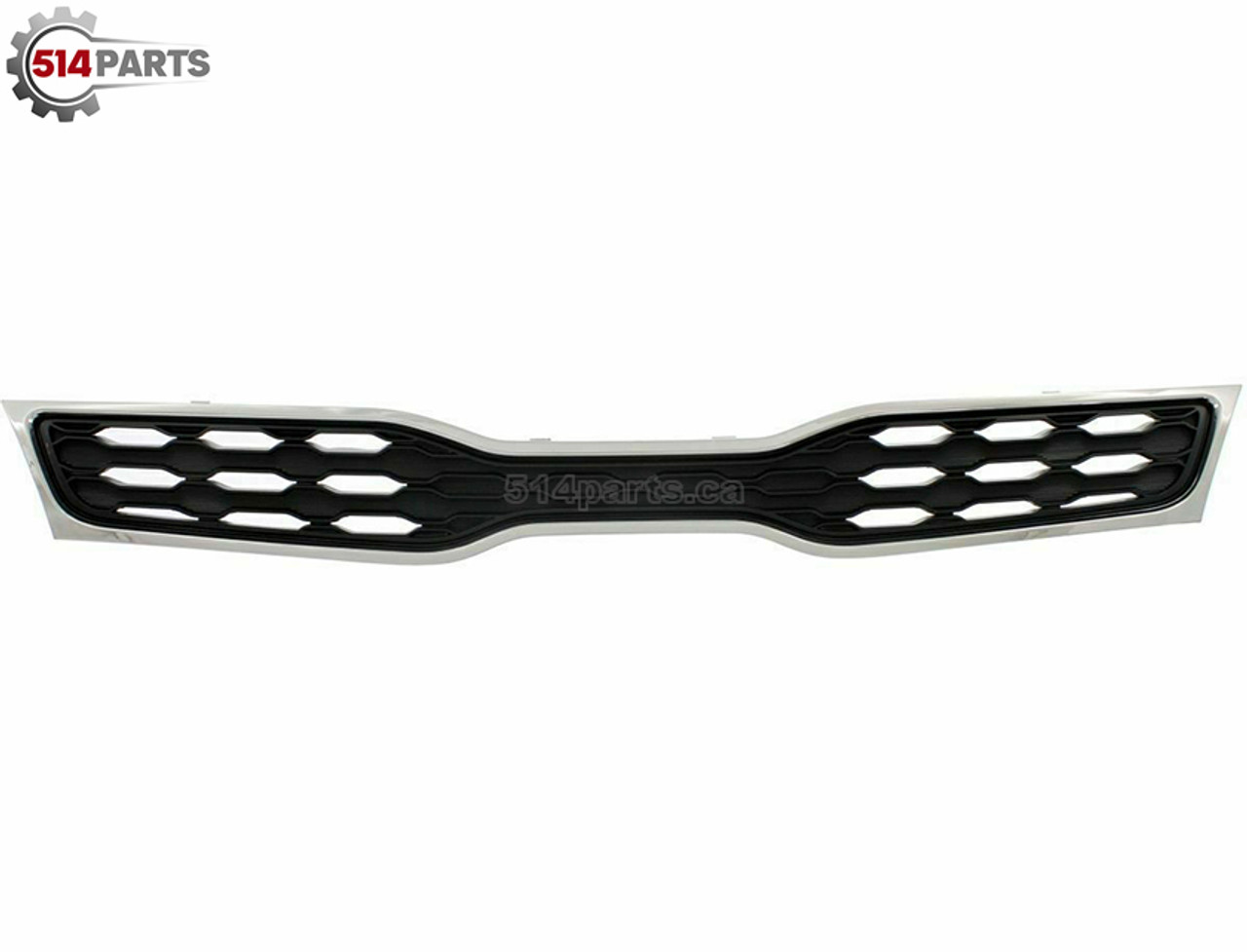 2012 - 2015 KIA RIO EX/SX HATCHBACK FRONT UPPER BUMPER COVER GRILLE BLACK/CHROME for USE WITH FOG LIGHTS - CALANDRE SUPERIEUR pour PARE-CHOCS AVANT NOIR/CHROME a UTILISER AVEC LES FEUX ANTIBROUILLARD