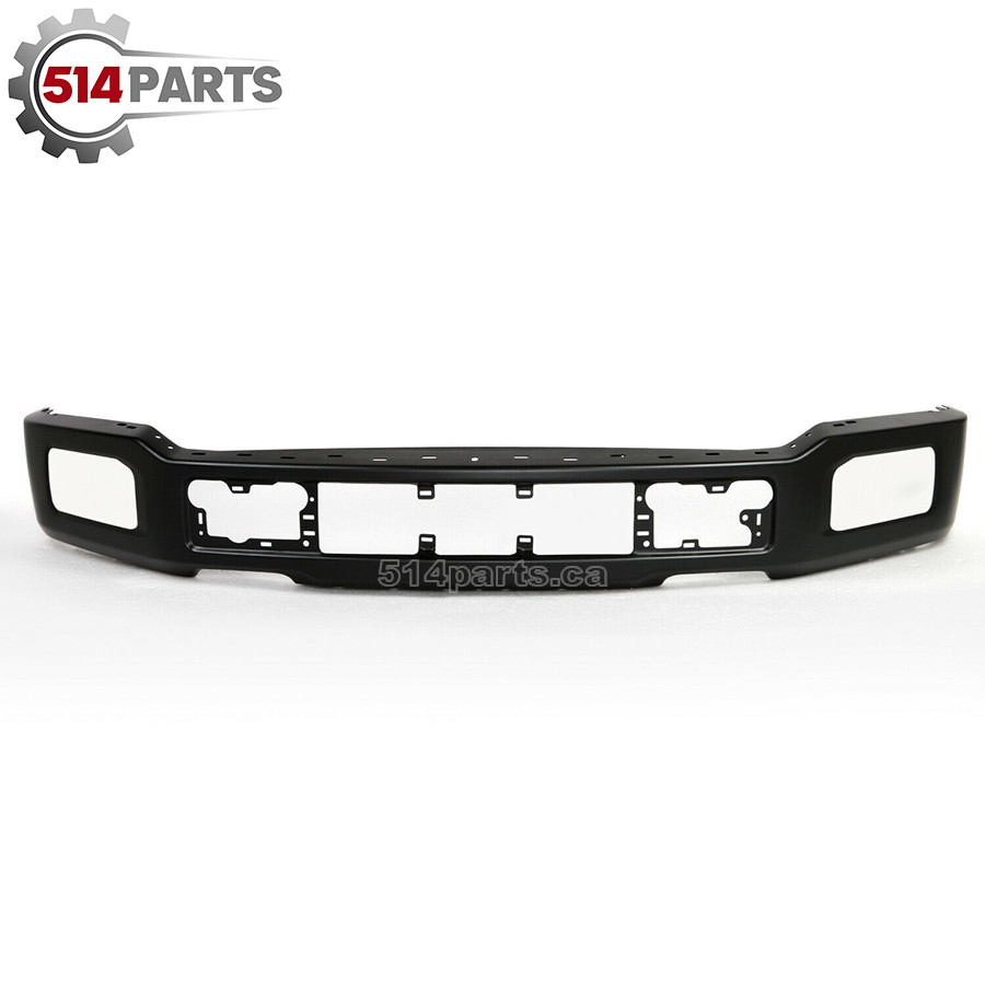 Black Steel Front Bumper Face Bar – Fog Light Holes – Ford F-150 2018-2020 – 3-Piece Direct Replacement