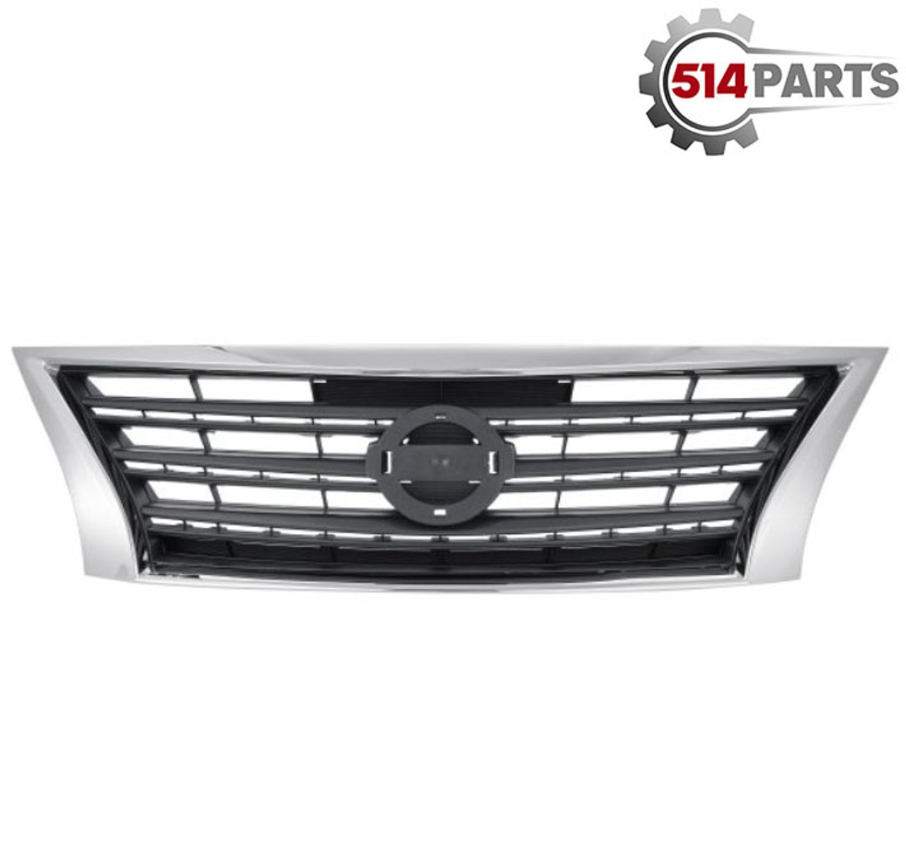 2013 - 2015 NISSAN SENTRA SR MODEL FRONT BUMPER COVER GRILLE PAINTED DARK SILVER/BLACK with CHROME MOLDING - CALANDRE pour PARE-CHOCS AVANT GRIS FONCE/NOIR PEINTE avec MOULURE CHROME