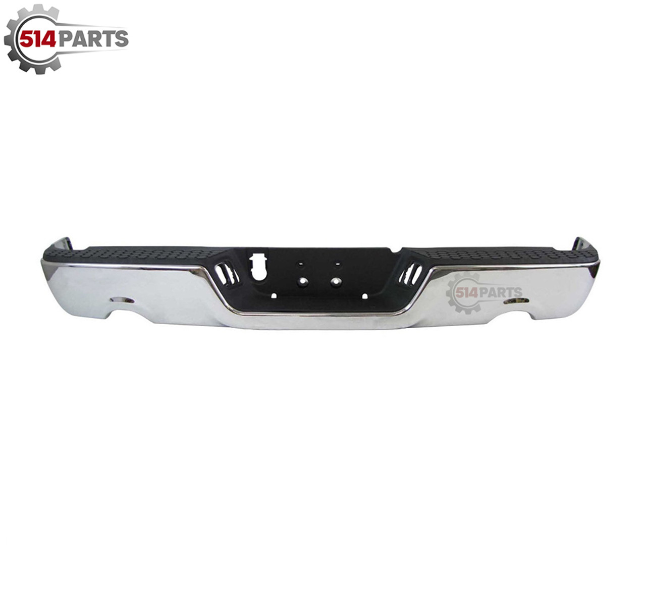 2009 - 2021 DODGE RAM 1500 CHROME STEEL REAR BUMPER ASSEMBLY without PARKING SENSOR HOLES with DUAL EXHAUST - PARE-CHOCS ARRIERE en ACIER CHROMEE sans TROUS de CAPTEUR avec DOUBLE ECHAPPEMENT