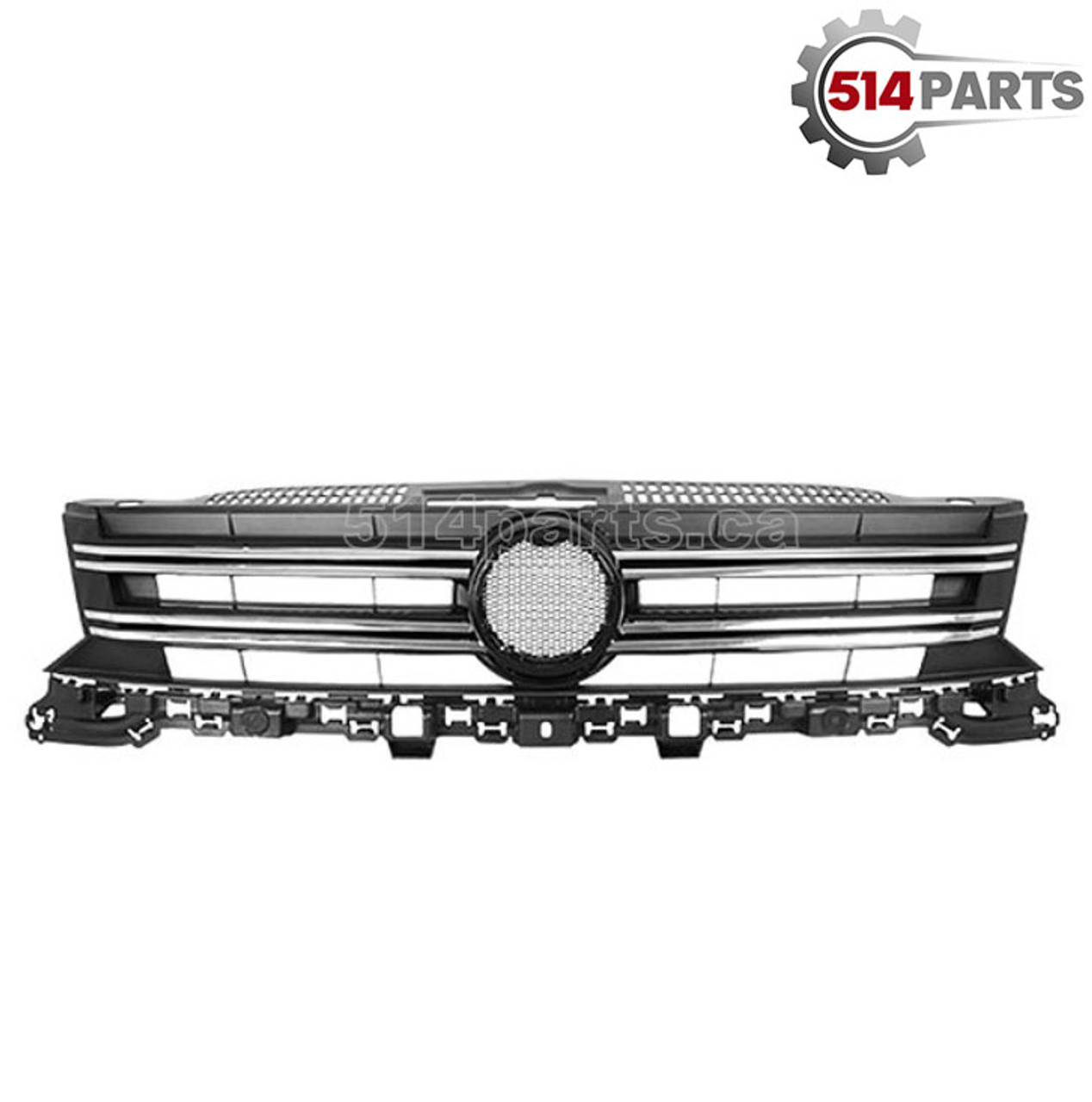 2012 - 2017 VOLKSWAGEN TIGUAN FRONT BUMPER COVER GRILLE BLACK with CHROME MOLDING - CALANDRE pour PARE-CHOCS AVANT NOIR avec MOULURE CHROME