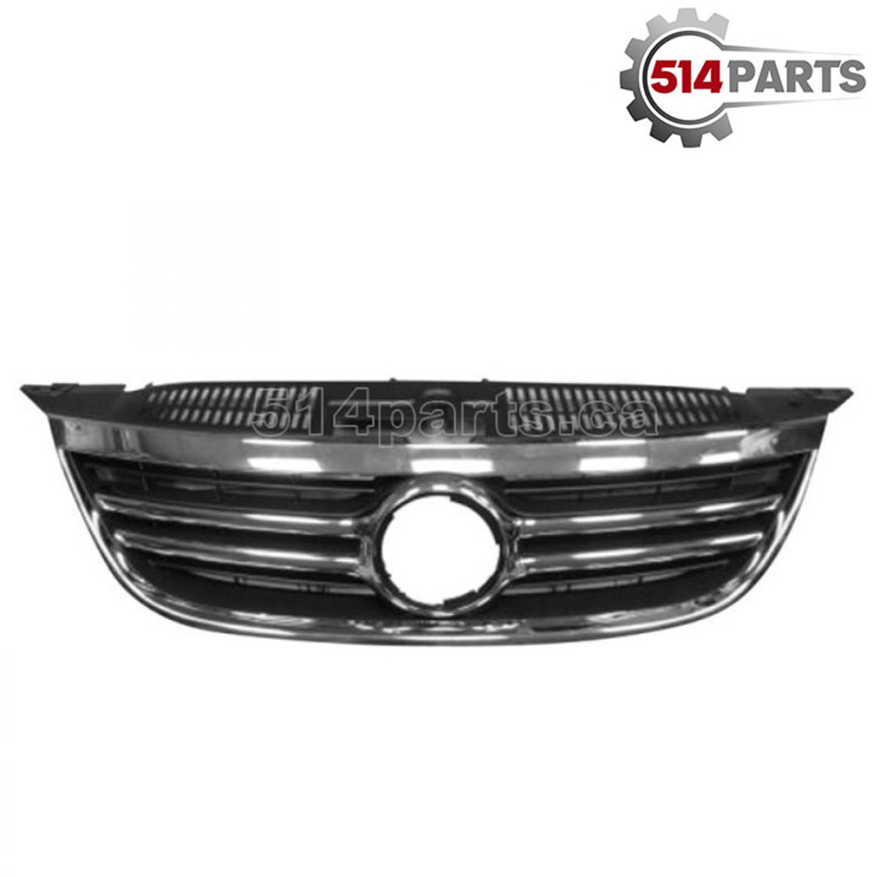 2009 - 2011 VOLKSWAGEN TIGUAN FRONT BUMPER COVER GRILLE BLACK with CHROME MOLDING - CALANDRE pour PARE-CHOCS AVANT NOIR avec MOULURE CHROME