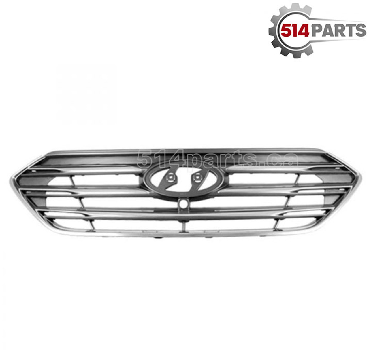 2017 - 2018 HYUNDAI SANTA FE FRONT BUMPER COVER GRILLE GRAY with CHROME MOLDING with CAMERA - CALANDRE pour PARE-CHOCS AVANT GRIS avec MOULURE CHROME avec CAMERA