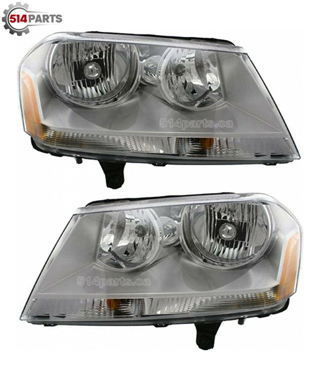 2008 - 2014 DODGE AVENGER HEADLIGHTS with CHROME BEZEL High Quality - PHARES AVANT CHROMEE Haute Qualite