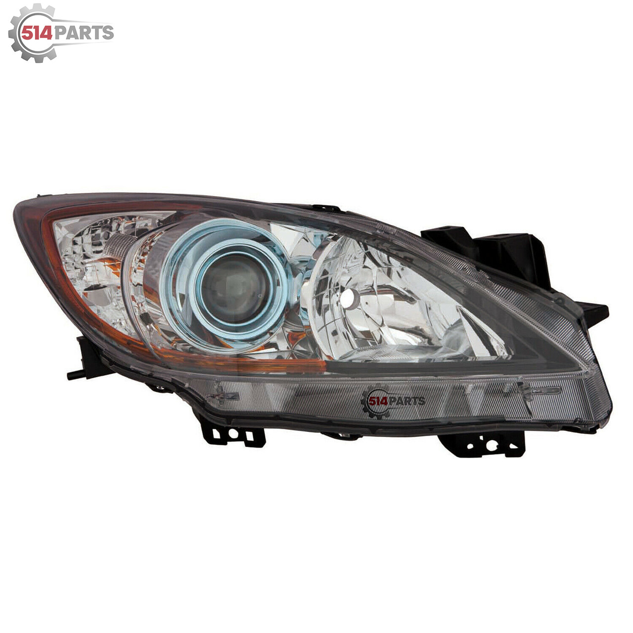 2012 - 2013 MAZDA 3 6 SPEED with BLUE PROJECTOR BEZEL HALOGEN HEADLIGHTS High Quality - PHARES AVANT a HALOGENE avec LUNETTE DE PROJECTEUR BLEUE Haute Qualite