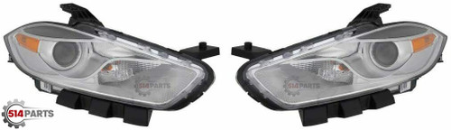 2013 - 2015 DODGE DART HALOGEN HEADLIGHTS with CHROME BEZEL High Quality - PHARES AVANT a HALOGENE avec LUNETTE CHROMEE Haute Qualite