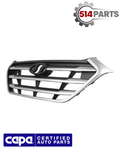 2017 - 2018 HYUNDAI TUSCON FRONT BUMPER COVER GRILLE WITH SILVER BARS AND SILVER FRAME - CALANDRE pour PARE-CHOC AVANT avec ARGENT CADRE avec ARGENT BARRES