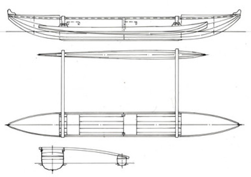 16' Koa Hawaiian Fishing Canoe