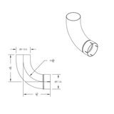 Chrome 90 Degree Exhaust Expanded Elbow, 6" I.D. To 6" O.D. - 13" X 13"