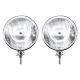 7" Dietz Style Headlight Housing With 12 Volt Flat H4 Halogen Bulb (Pair)