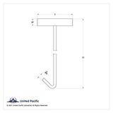 31" Long Fifth Wheel Pin Puller, J-Hook